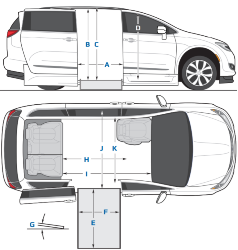 VMI Chrysler Pacifica Northstar Handicap Van Dimension Drawing