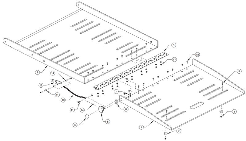 Diagram of platform assembly for 2008-2010 BraunAbility Chrysler XT foldout ramp wheelchair conversion